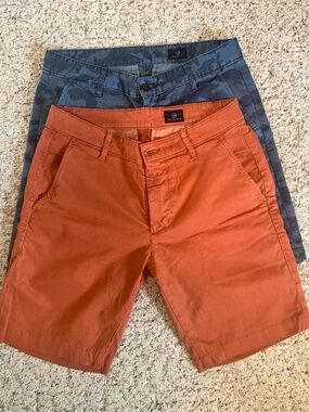 SET OF 2 AG Goldschmied Shorts Mens 29R Griffin Wanderer Orange Camo Linen
